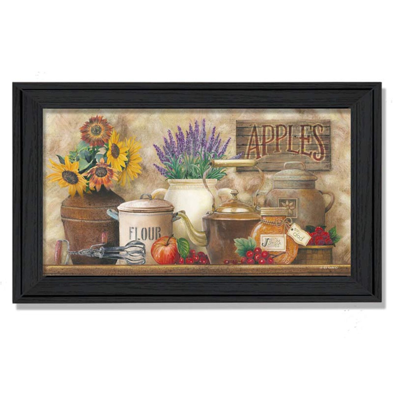 Edge Collections - 20" x 11" - Multi - Trendy Decor Antique Kitchen Framed Wall Art - 1 Piece